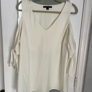 Boston Proper Cream Cold Shoulder Blouse